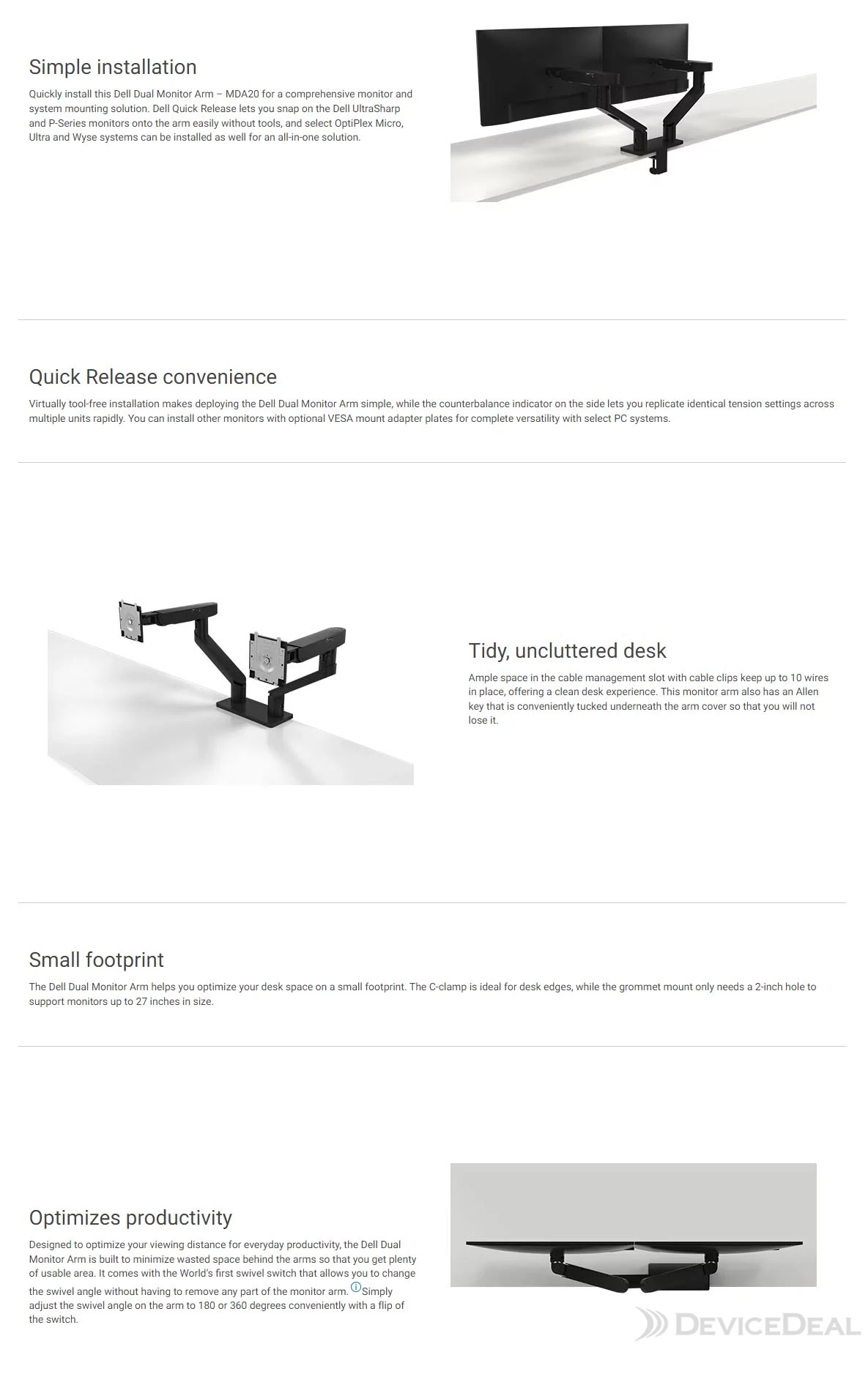 Dell 482-BBDL Dual Monitor Arm MDA20 |DeviceDeal