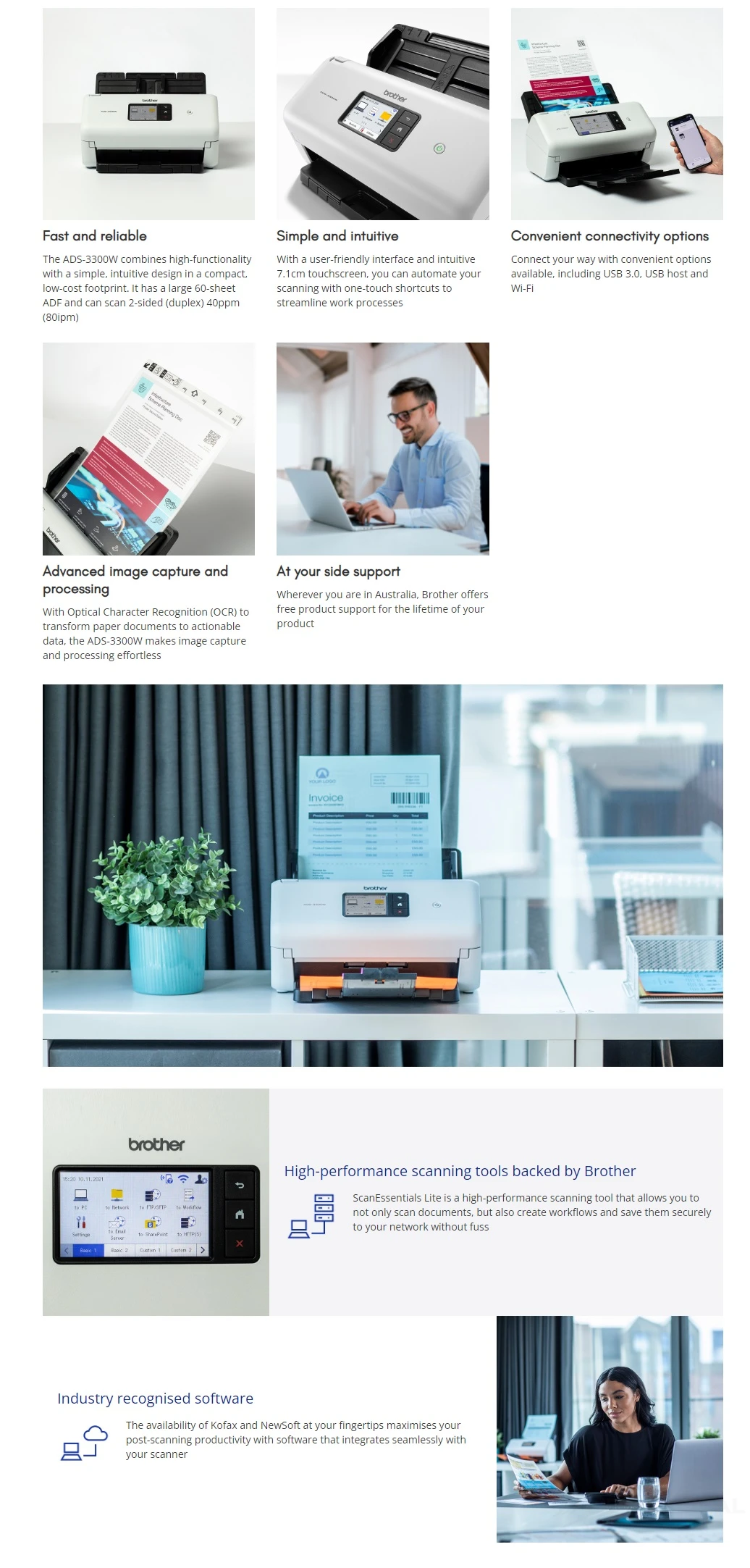 Brother Desktop Document Scanner ADS-3300W | DeviceDeal