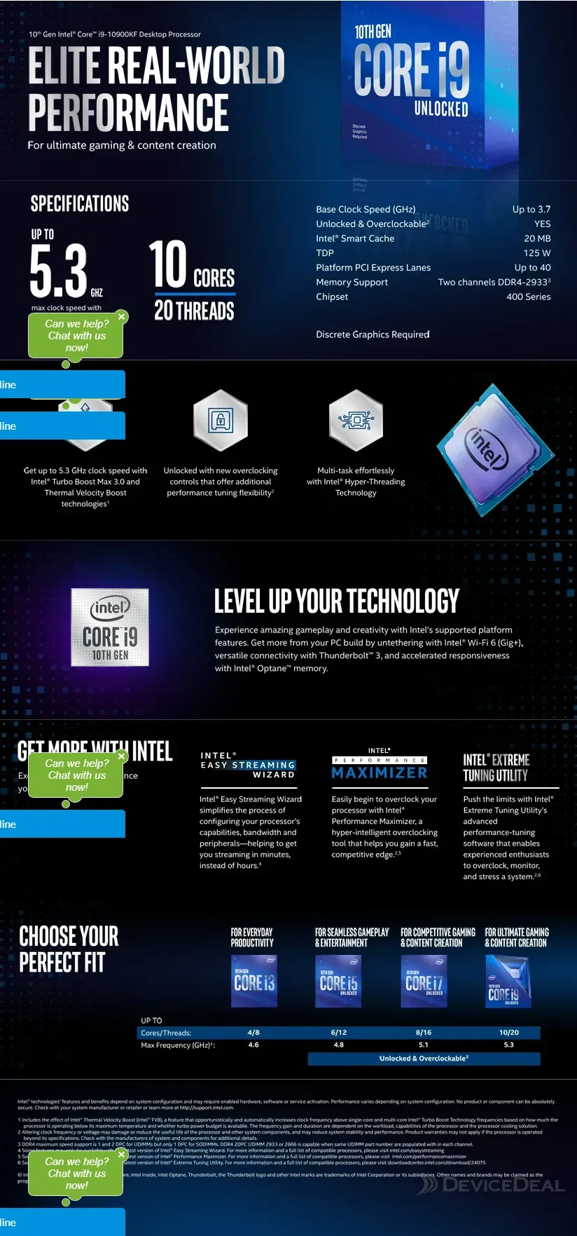Intel Core i9 10900KF CPU Turbo) LGA1200 10th Gen