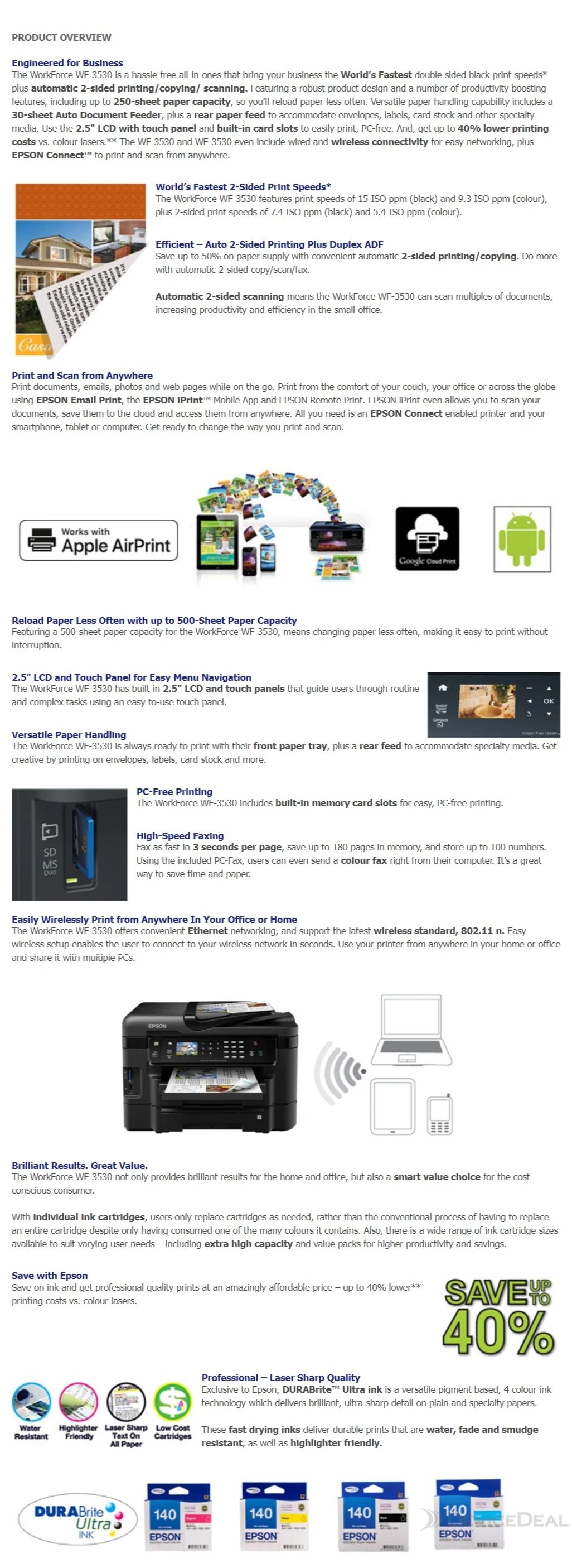 Epson WorkForce WF3530 4Colour Multifunction Printers DeviceDeal