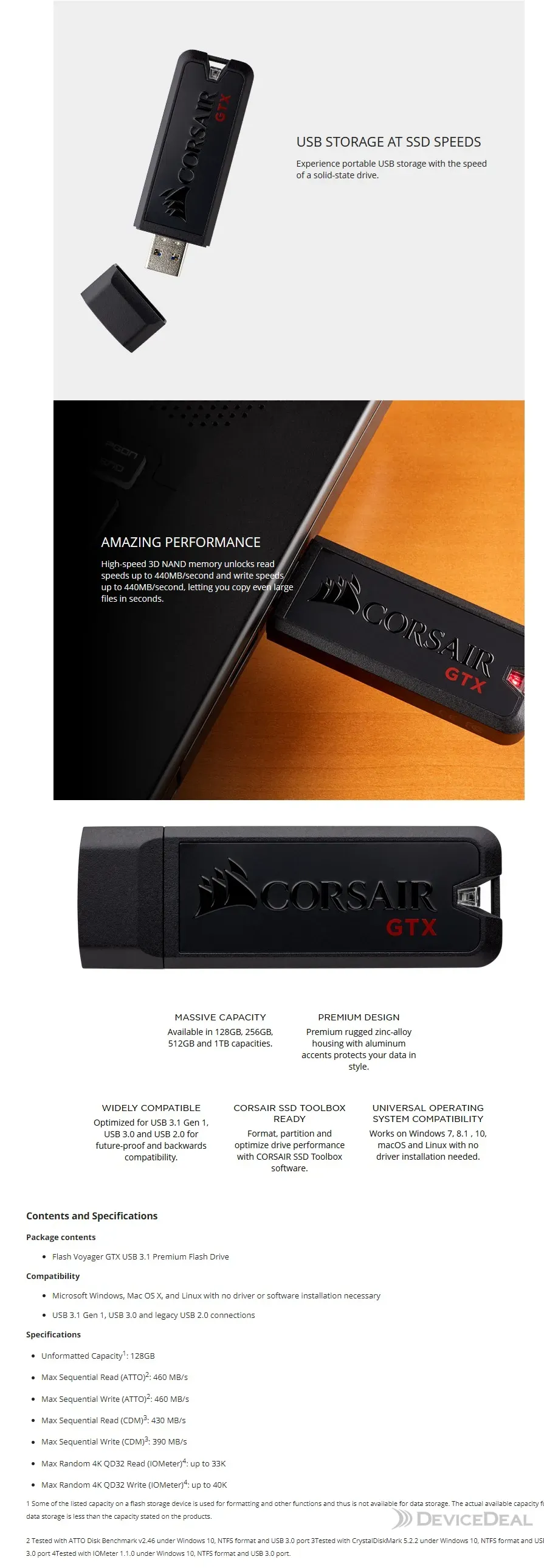 CMFVYGTX3C-512GB, Corsair Flash Voyager GTX USB 3.1 512GB Premium Flash  Drive