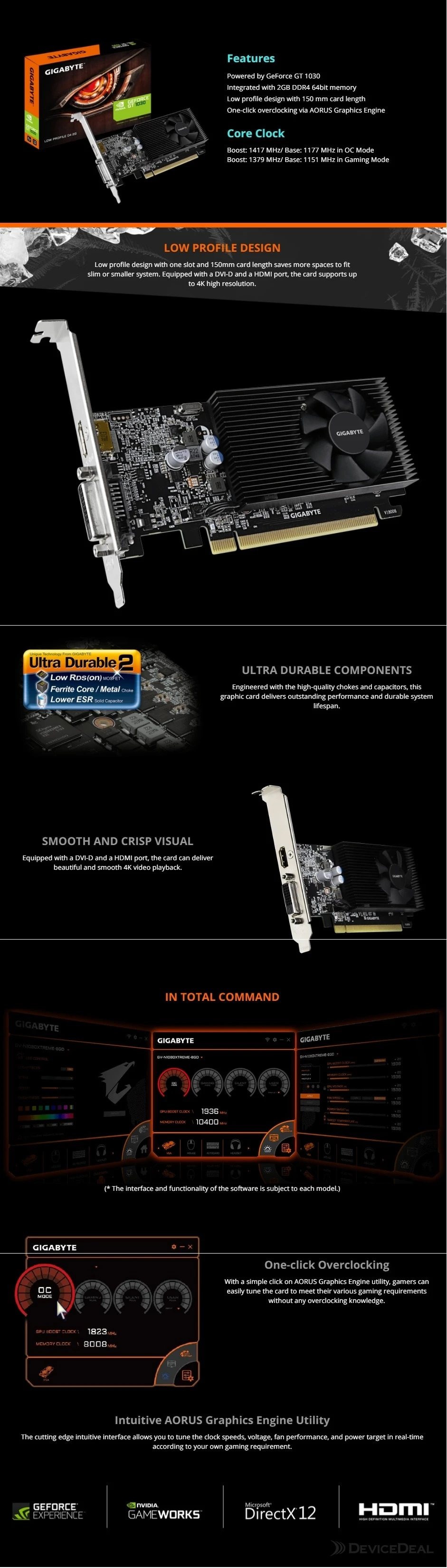 Gigabyte GeForce GT 1030 OC 2GB Video Card | DeviceDeal