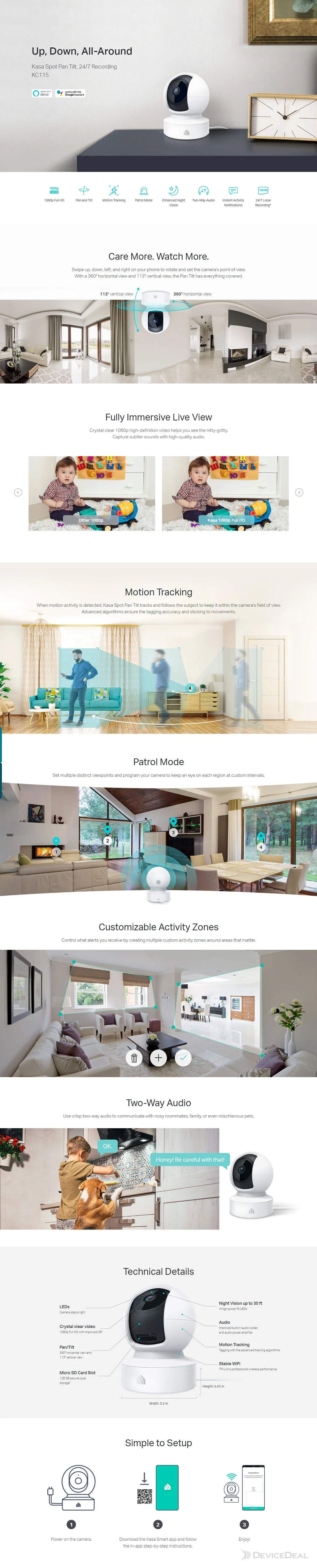 TP-LINK KC115 Kasa Spot Pan Tilt, 24/7 Recording |DeviceDeal