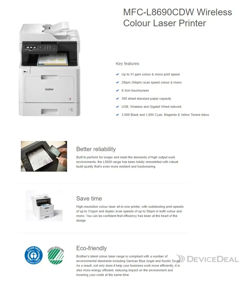 Brother MFCL8690CDW Multi Function Colour Laser Printer MFCL8690CDW