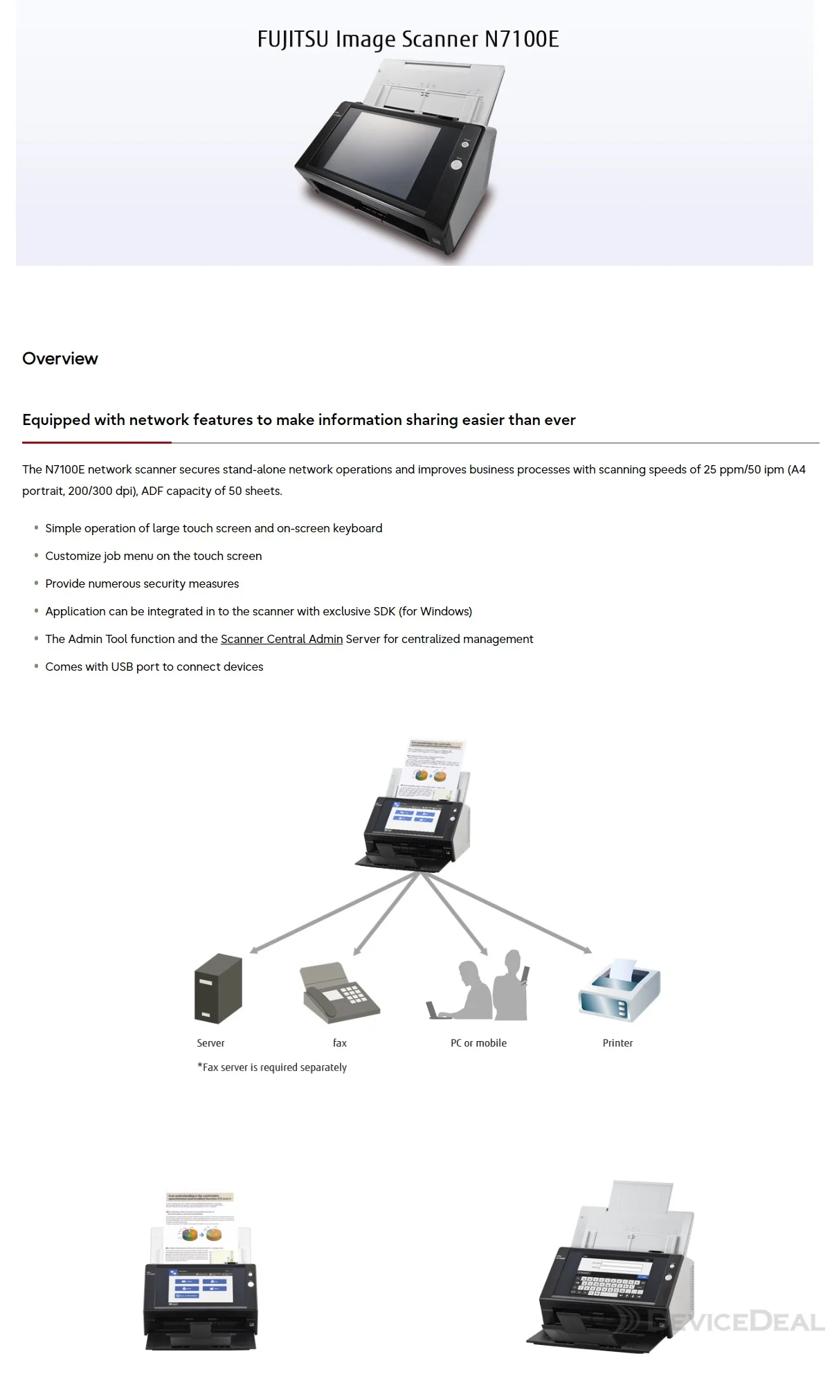 Fujitsu Image Scanner N7100E document scanner desktop Gigabit LAN