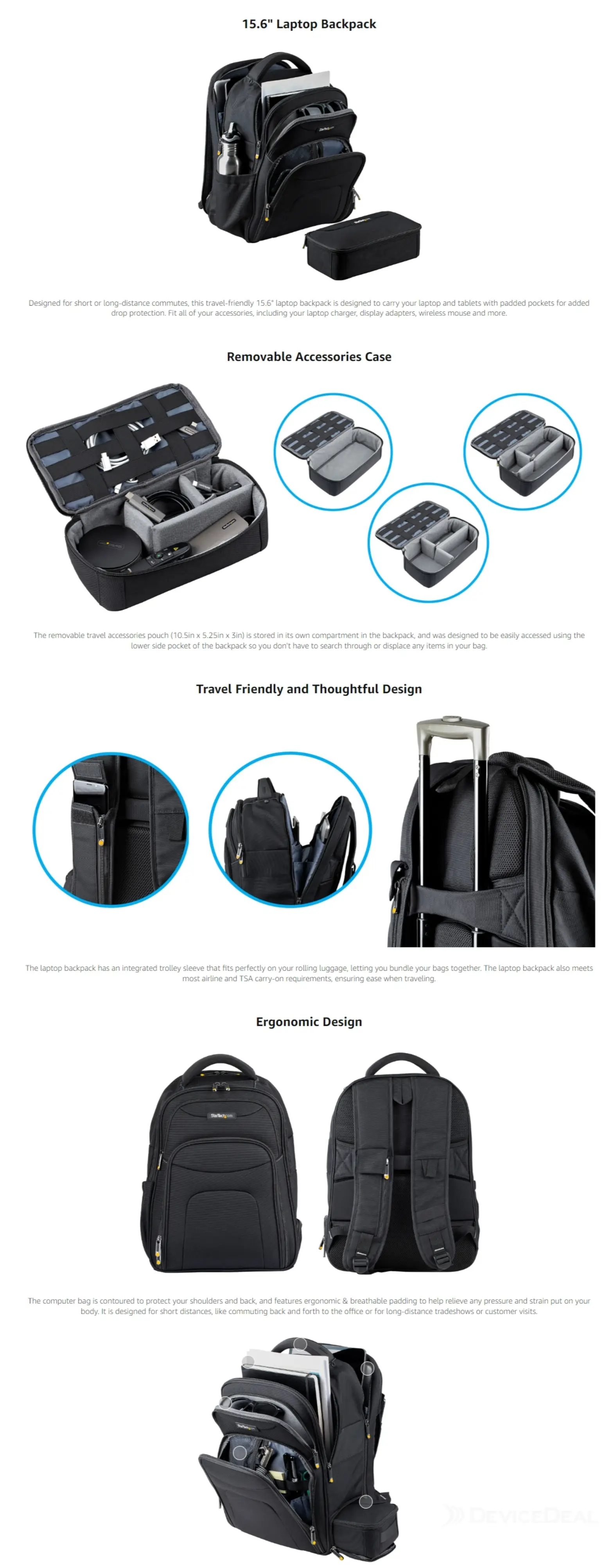 Backpack With Windows Startech NTBKBAG156 15.6in Laptop Backpack w/ Accessory Case |DeviceDeal