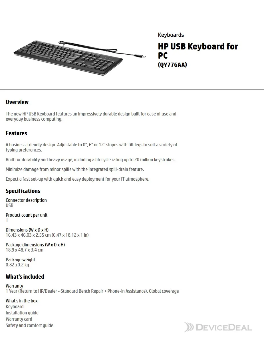 HP USB Keyboard - QY776AA QY776AA