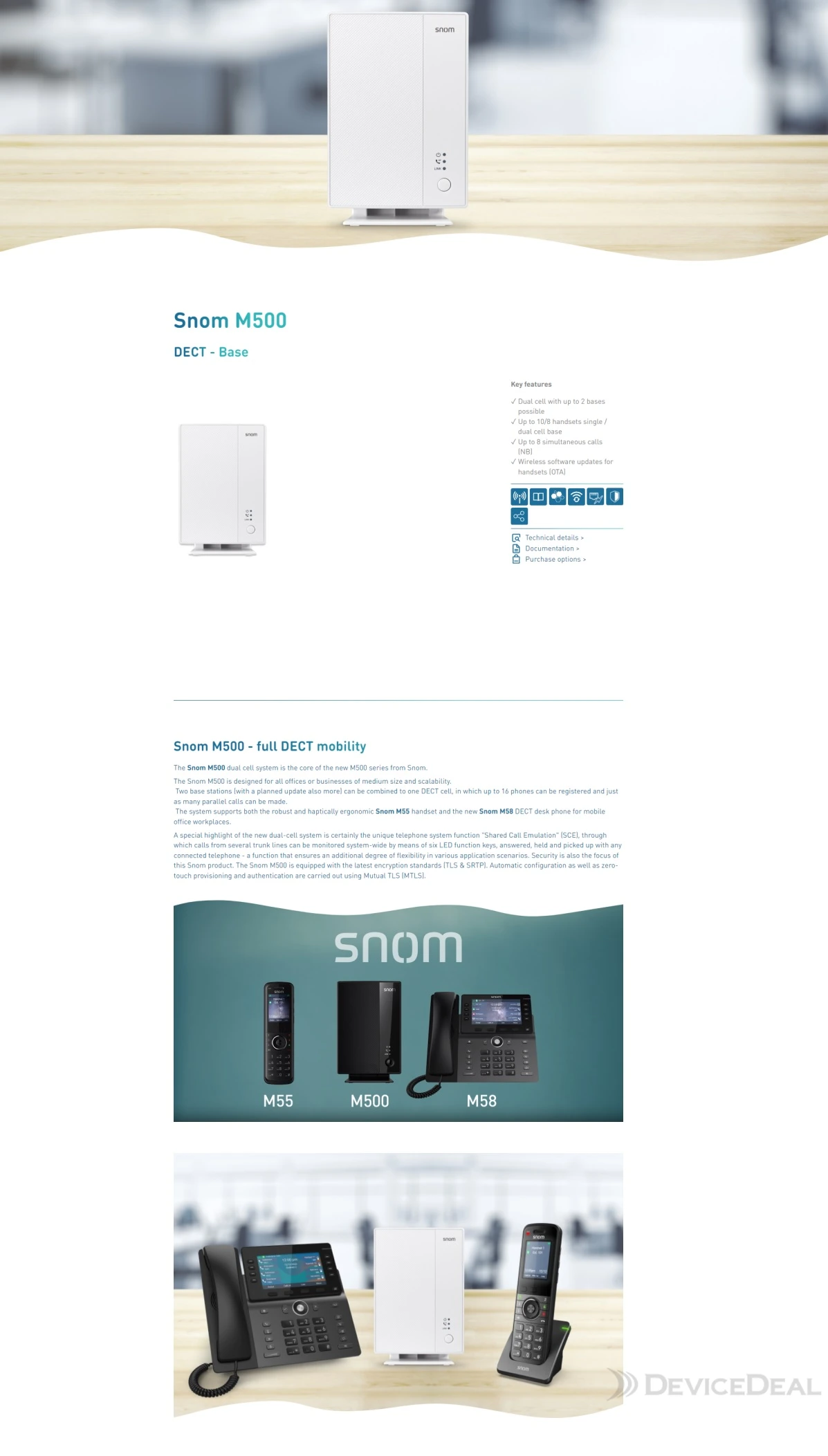 SNOM M500 Base Station, Dual Cell System, Design For Professional use