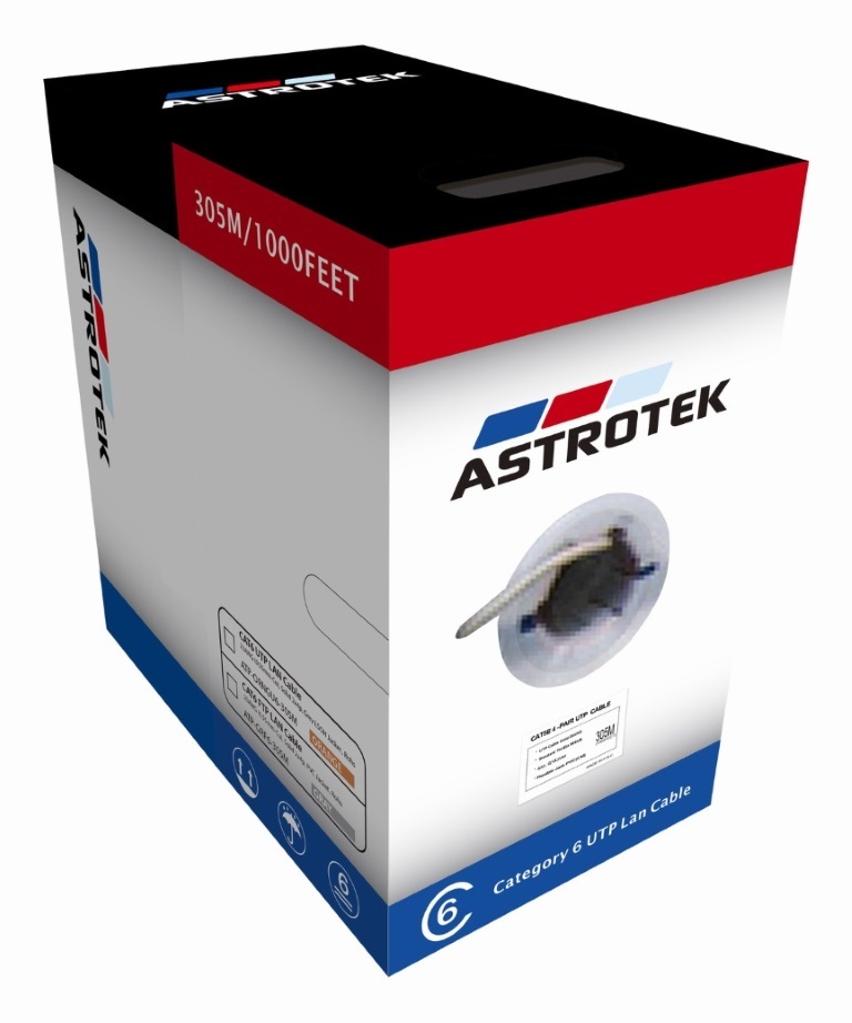 ASTROTEK CAT6 UTP Cable 305m Roll - Orange Full 0.55mm Copper Solid Wire Ethernet LAN Network 23AWG 0.55cu Solid 2x4p LSZH Jacket main image 1