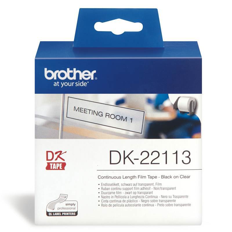 Rouleaux D'Étiquettes BETCKEY Compatibles Brother DK-22113 - 62mm X 15.24m, Noir Sur Transparent | 2 Rouleaux Avec Supports Réutilisables