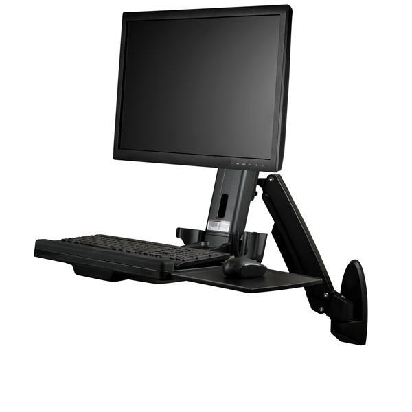 Startech Wall Mounted Sit Stand Desk Single Monitor Wallsts1 Startech Wall Mounted Sit Stand Desk