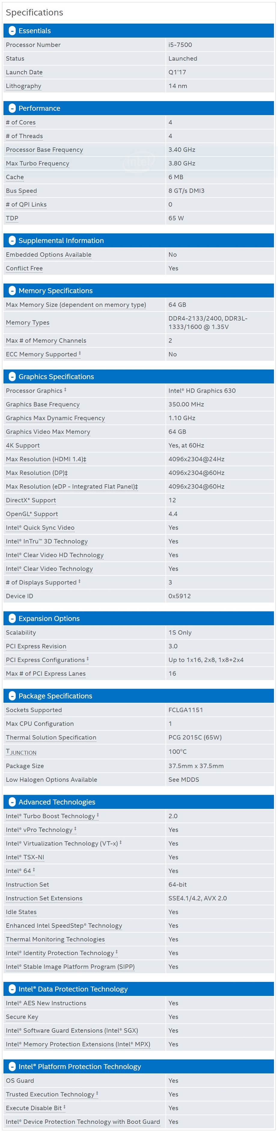 Intel Core I5 7500 Quad Core Lga 1151 3 4 Ghz Cpu Processor Intel Core I5 7500 Quad Core Lga 1151 3 4 Ghz Cpu Processor