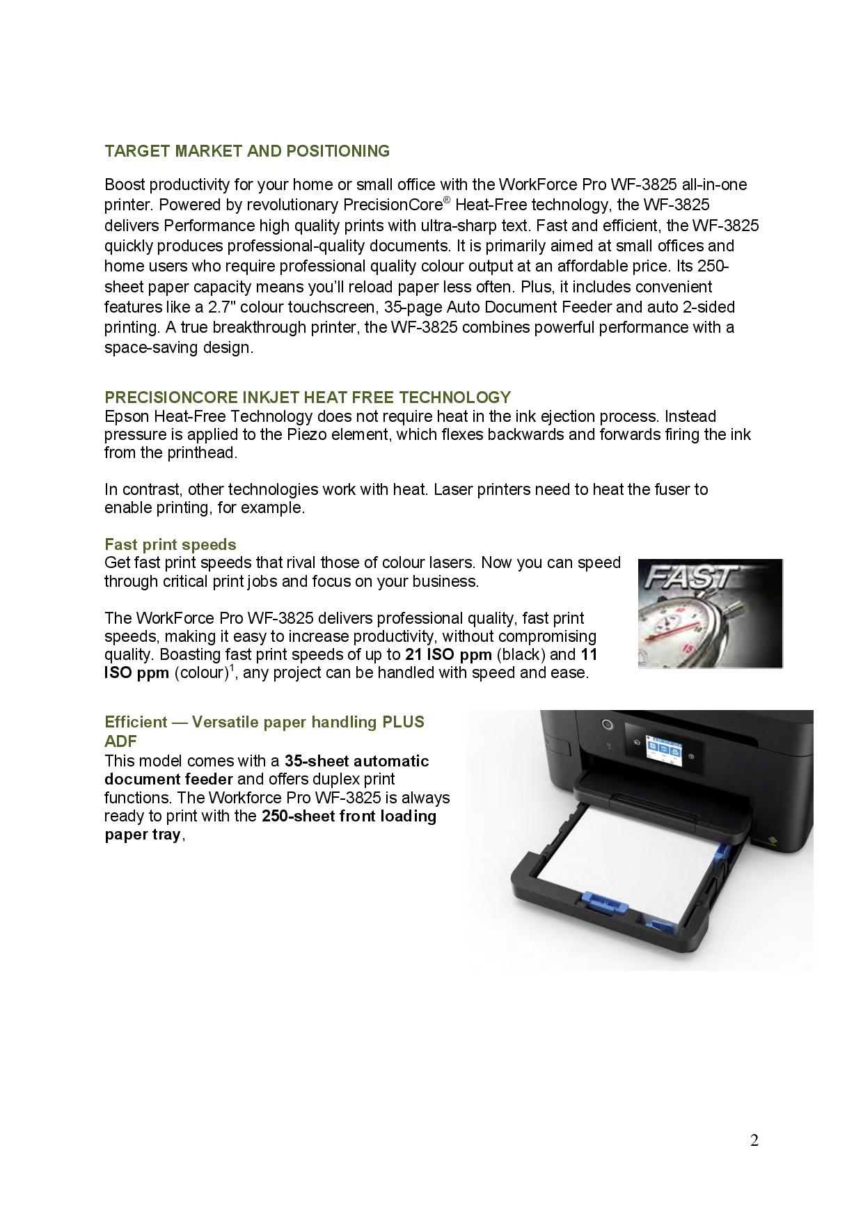 Epson Workforce Pro WF3825 4 Color Multifunction Inkjet Printer