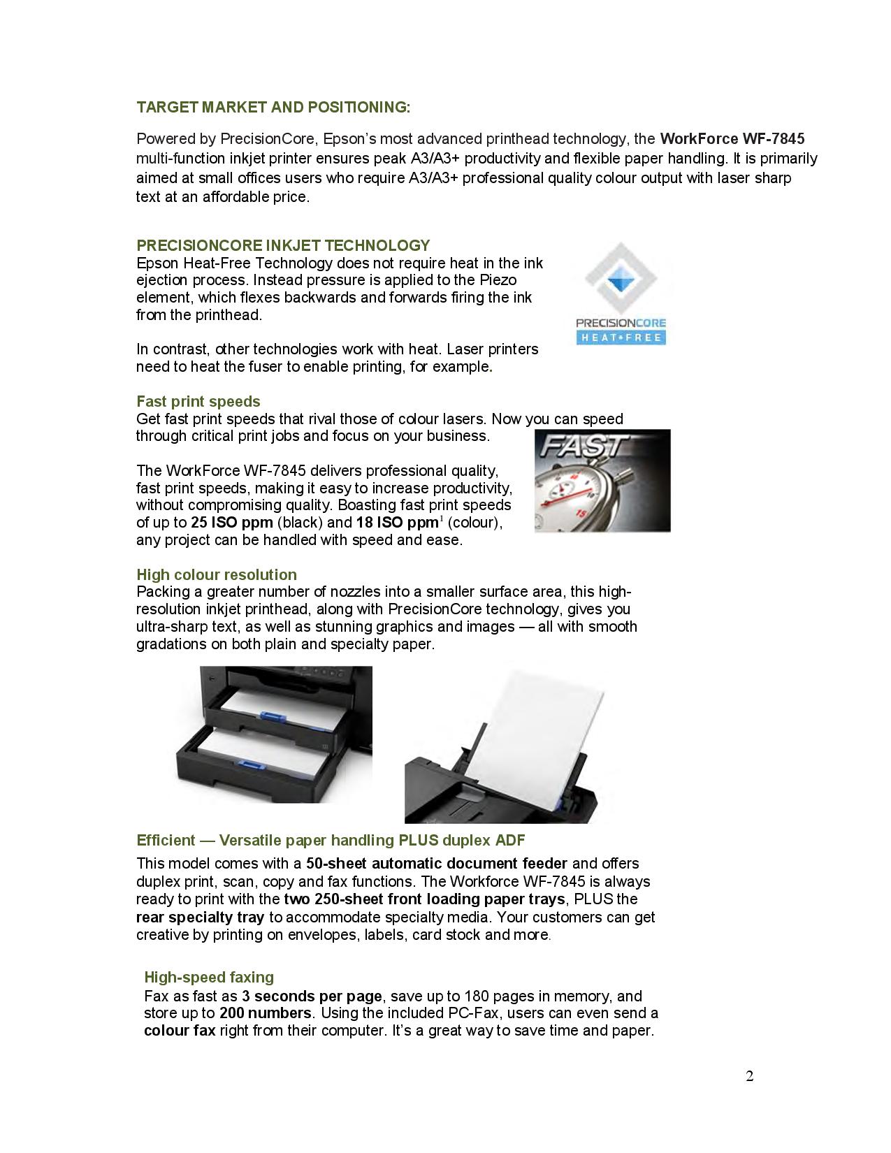 Epson Workforce WF7845 4 Color Multifunction Inkjet Printer C11CH67502