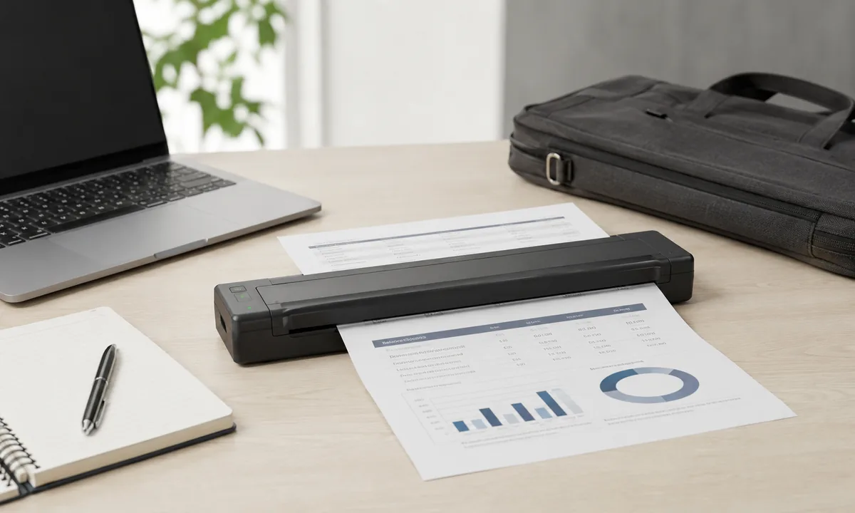 Brother PocketJet mobile printer being used with a tablet in a vehicle