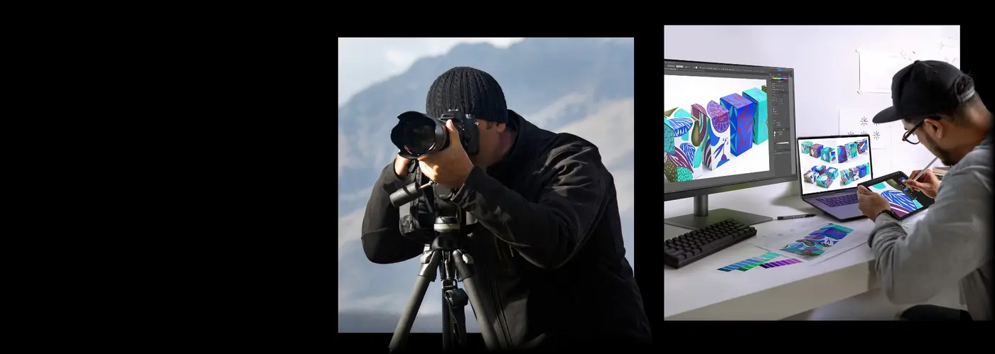 Photographer and designer working with professional visual content