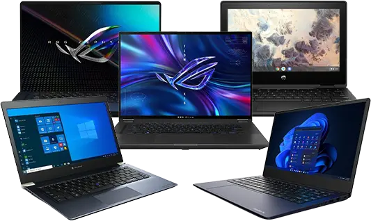 A selection of laptops in different sizes and styles