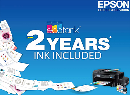 in average, epson printers come with 2 years of ink included