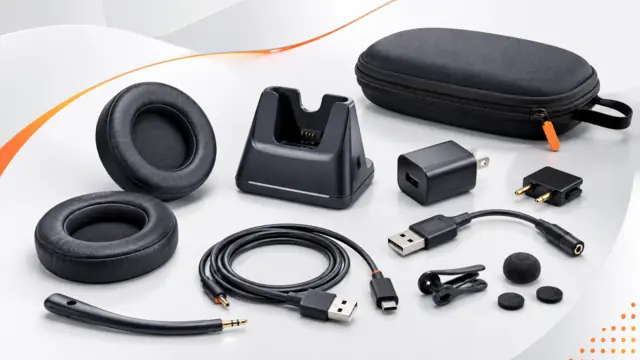 Headset cables, adapters, ear cushions and charging accessories