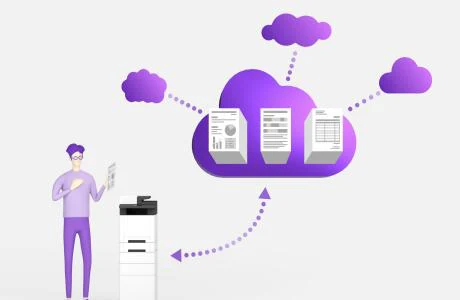 Illustration of documents stored in a central cloud environment