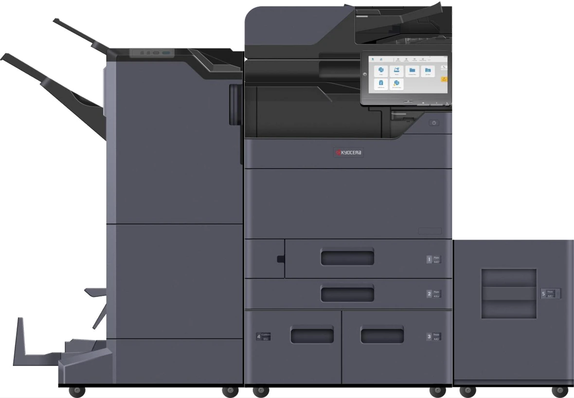 Kyocera TASKalfa high-volume multifunction system with finishing and side-deck options