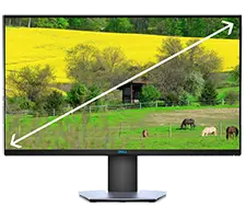 Monitor representing screen sizes of 34 inches and above