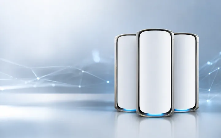 Three coordinated mesh Wi-Fi units