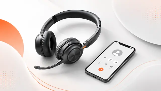 Person using a wireless headset with a smartphone