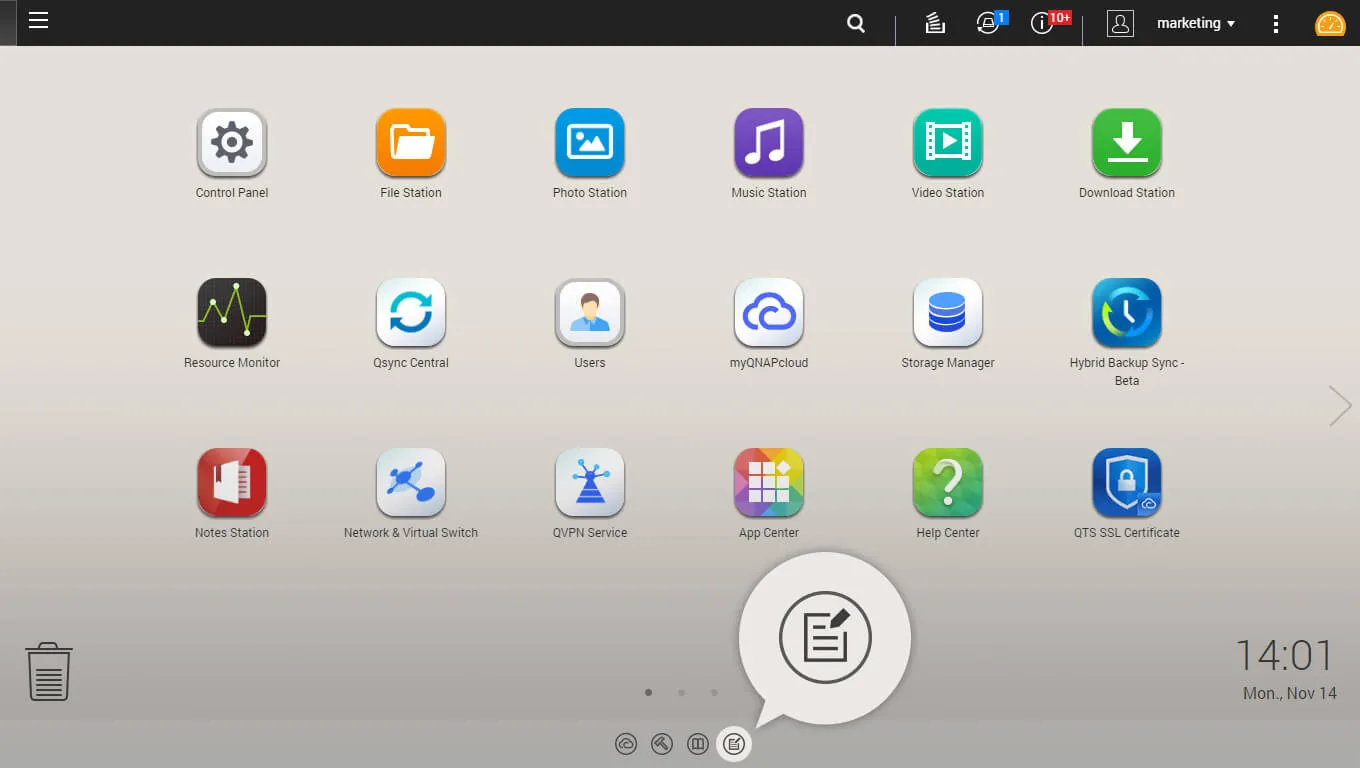 QNAP QTS interface example