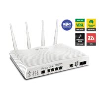 White business modem router with multiple network ports and antennas