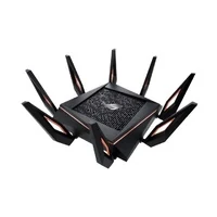 Black gaming router with multiple external antennas