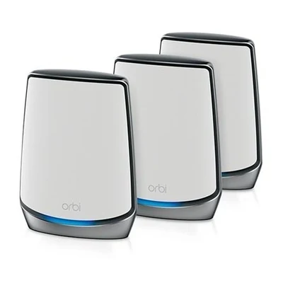 Three Netgear Orbi mesh Wi-Fi units