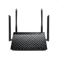 Black modem router with four antennas