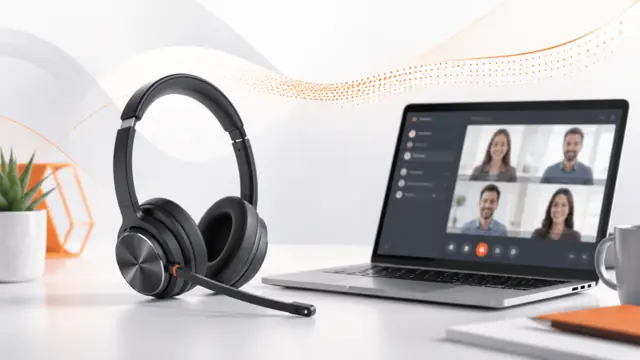 Professional headset shown with computer calling applications