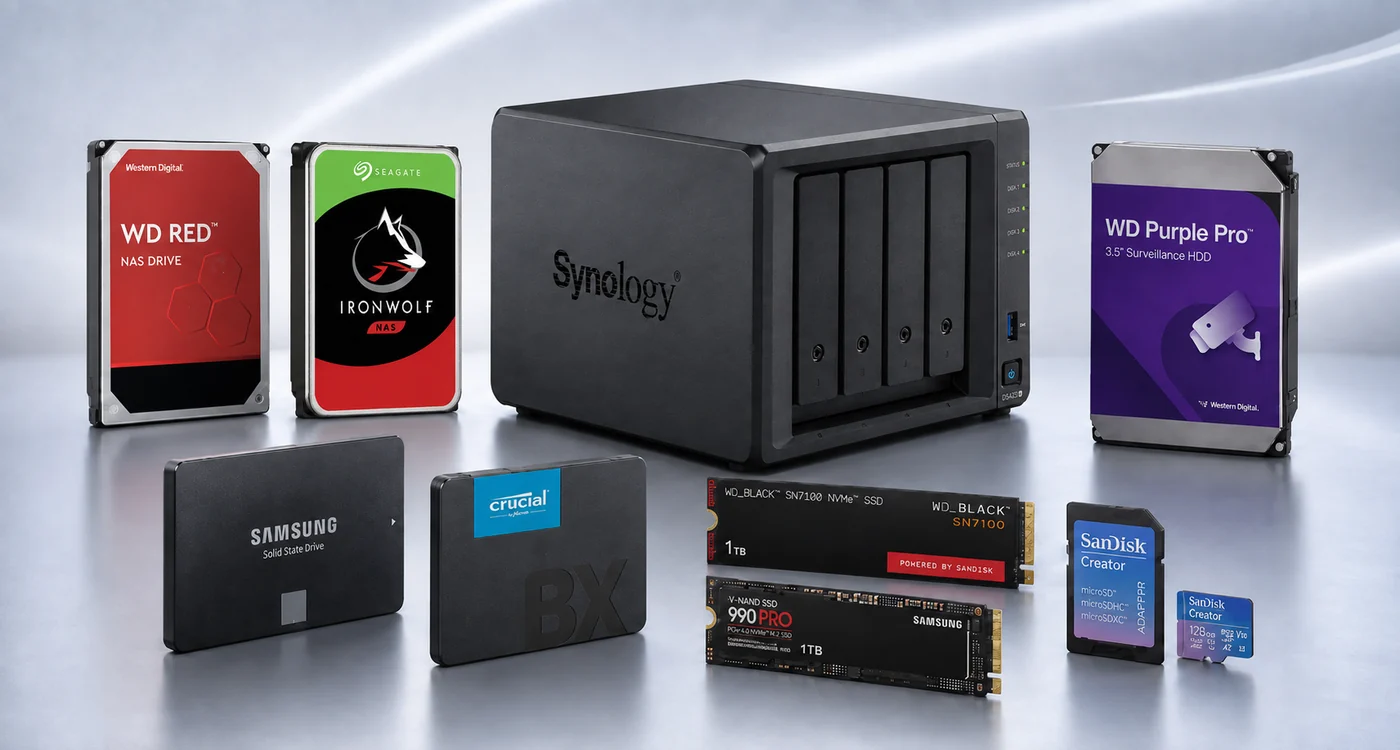 NAS enclosure, NAS hard drives, surveillance hard drive, SATA SSDs, NVMe SSDs and microSD storage products