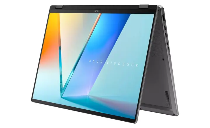 Convertible laptop folded into tent mode