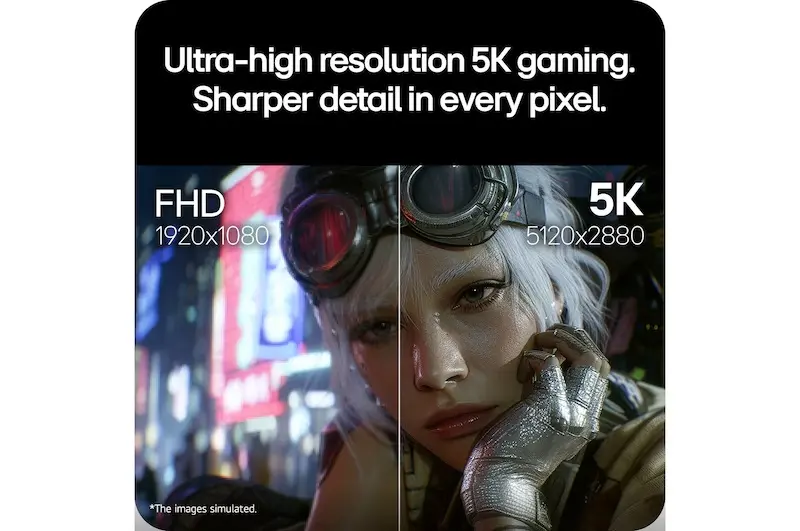 FHD and 5K resolution detail comparison on the LG 27GM950B