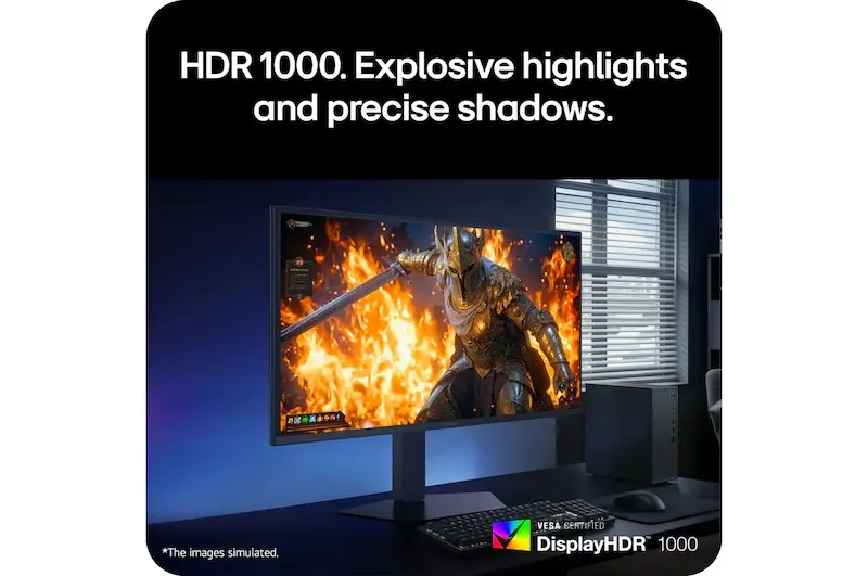 LG 27GM950B gaming setup demonstrating VESA DisplayHDR 1000