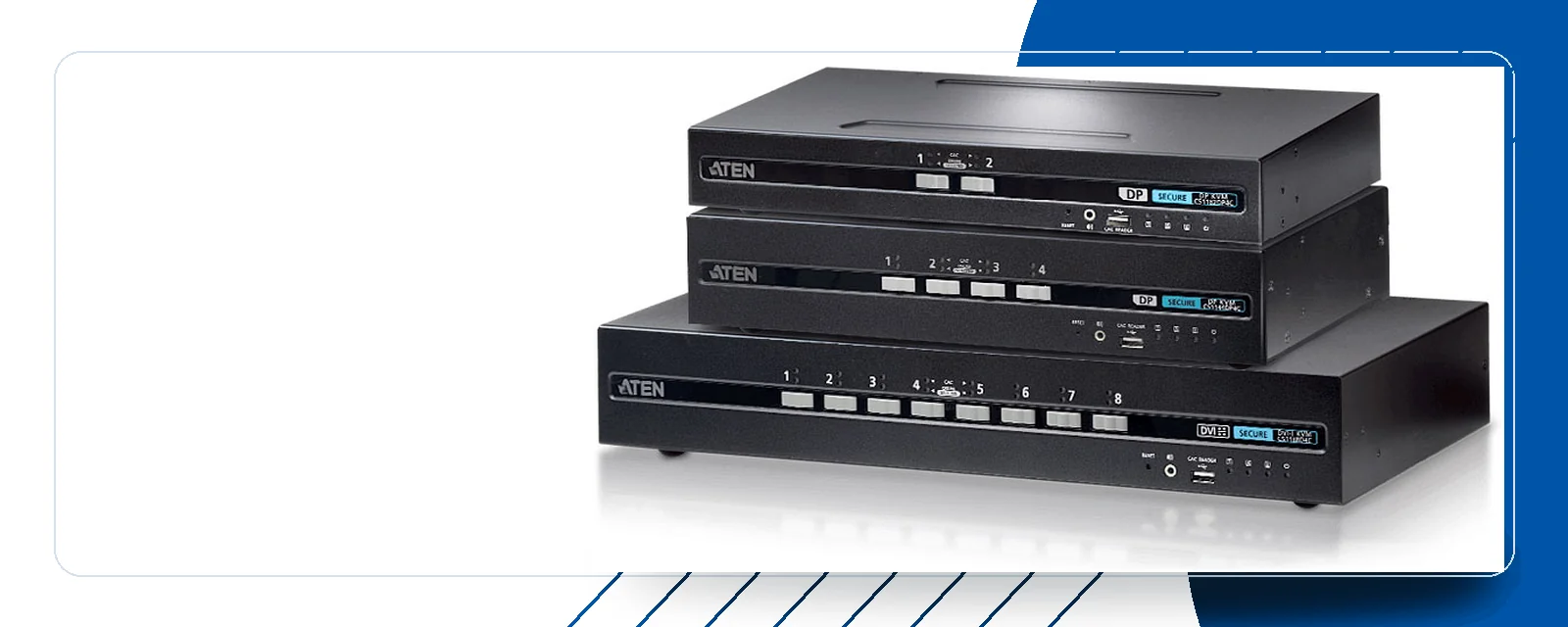 ATEN secure desktop KVM switches on a white background