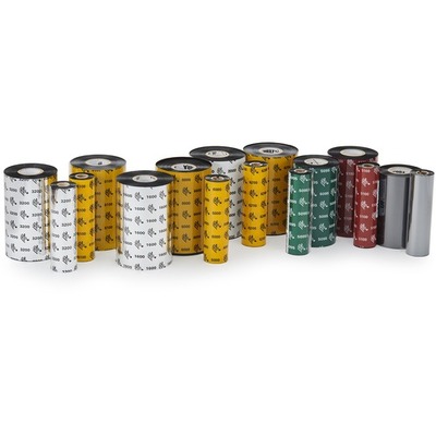 Zebra Wax/Resin Ribbon, 110mmx450m (4.33inx1476ft), 3200; High Performance, 25mm (1in) core - 03200BK11045