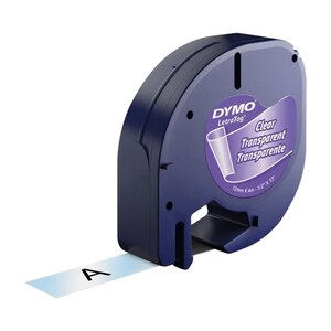 Dymo LetraTag Plastic Label Tape 12mm x 4m - Clear