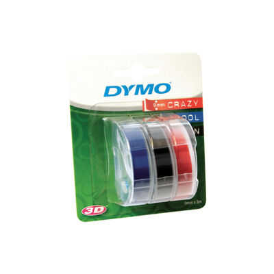 Dymo Emb Tape 9mmX3m Asst Pk3