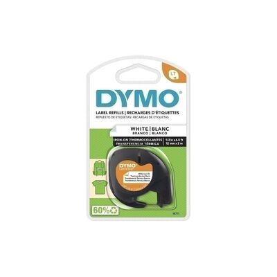 Dymo 18771 - 12mm x 2m Black On White LetraTag Iron-On Fabric Label Tape Label