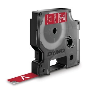 Dymo D1 Durable Label Cassette Tape 12mm x 3m - White on Red