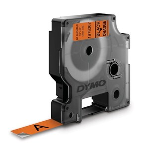 Dymo D1 Durable Label Cassette Tape 12mm x 3m - Black on Orange