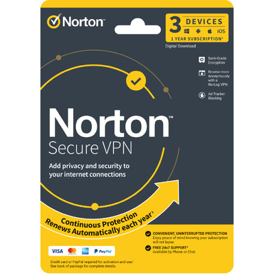 NORTON WIFI PRIVACY SECURE VPN AU 1 USER 3 DEVICE 12 MONTH DIGITAL KEY - 21432707