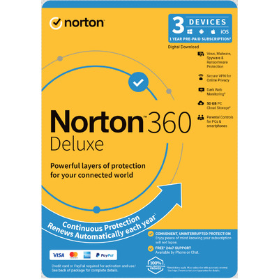 NORTON Digital Key 360 DELUXE 50GB AU 1 USER 3 DEVICE 12MO - 21432756