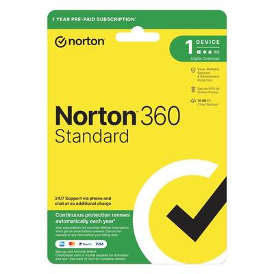 Norton 360 Standard Protection - 1 User 1 Device 1 Year Sub - ESD Version - 21432798
