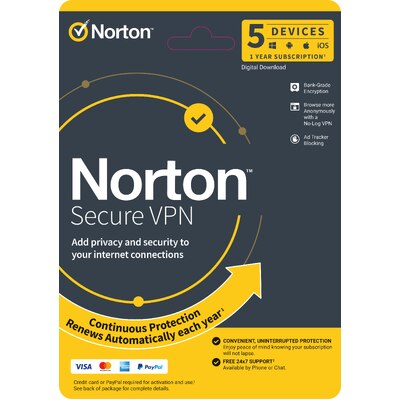 NORTON WIFI PRIVACY SECURE VPN AU 1 USER 5 DEVICE 12 MONTH DIGITAL KEY - 21432806