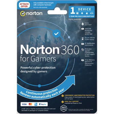 NORTON 360 FOR GAMERS 50GB AU 1 USER 1 DEVICE 12 MONTH DIGITAL KEY - 21433657